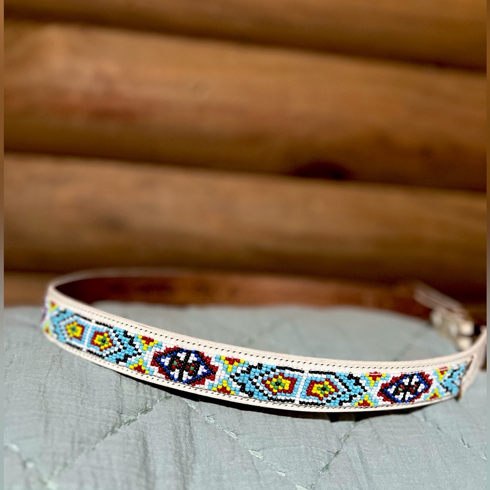 Vintage Leather Beaded Belt